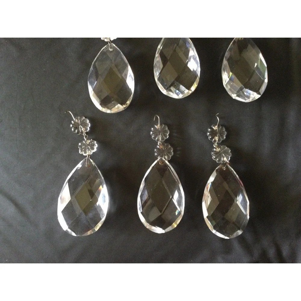 6 Vintage Large Crystal Chandelier Prisms 4 3/4